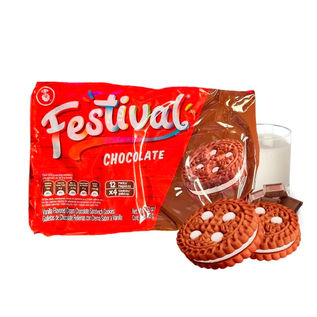 Galleta Festival Relleno De Sabor A Chocolate X12 (403g)