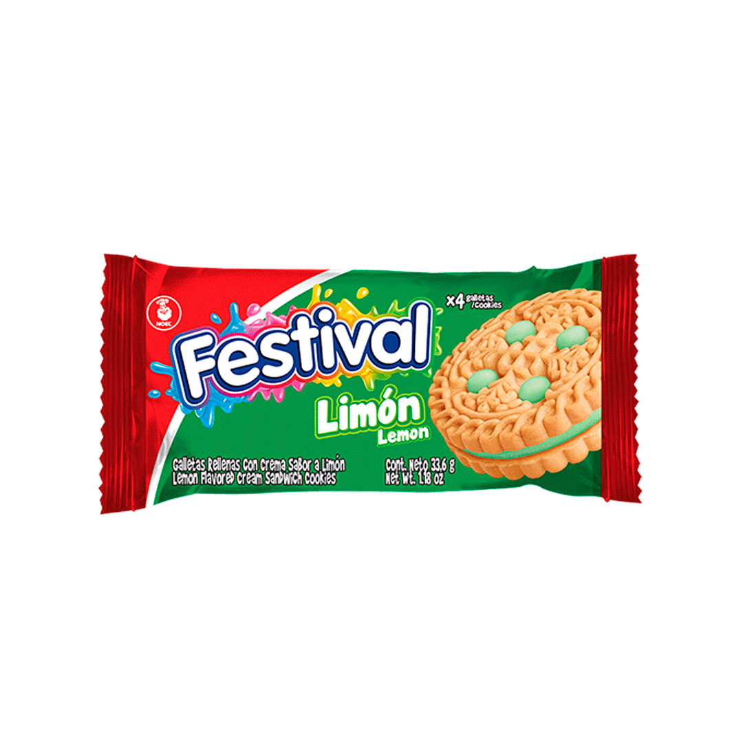Galleta Festival Relleno De Sabor Limon X4 (33.6)