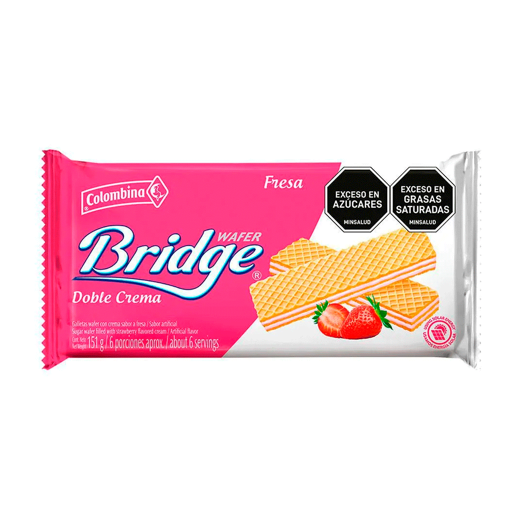 Galletas Bridge Wafer Doble Crema Sabor A Fresa (151 Gr)