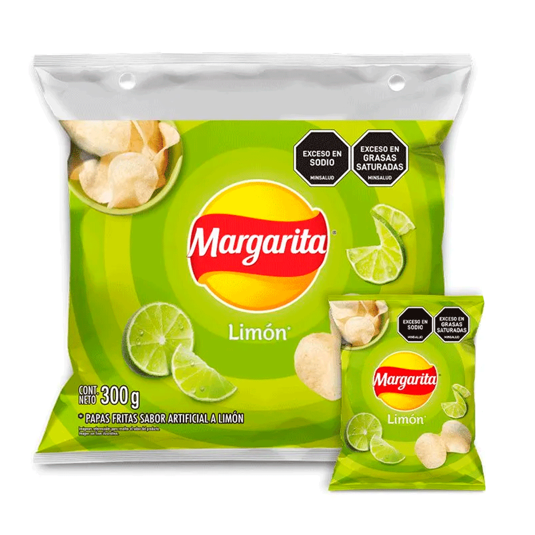 Papas Margarita Limón X12und 25gr (300 Gr)