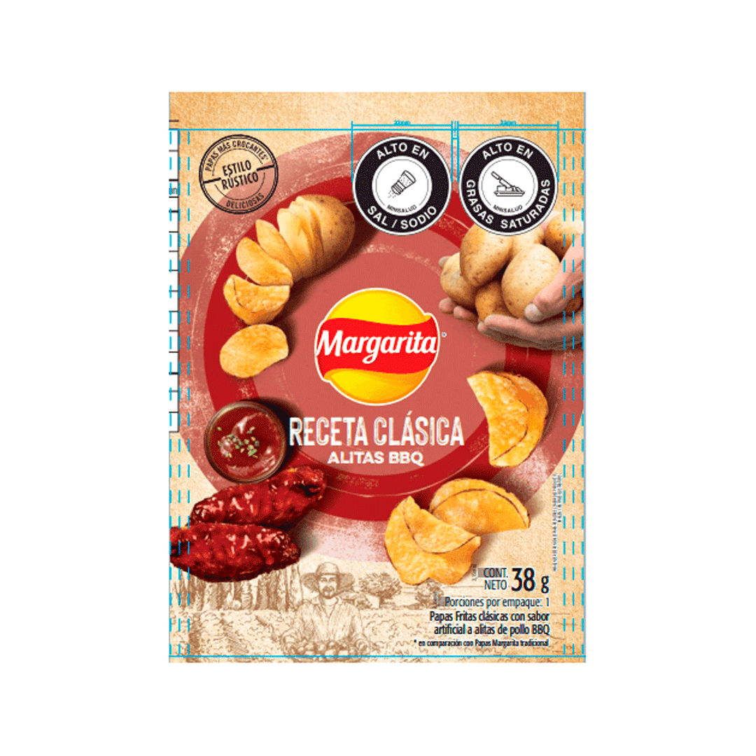 Papas Margarita Receta Clásica Alitas Bbq (38g)